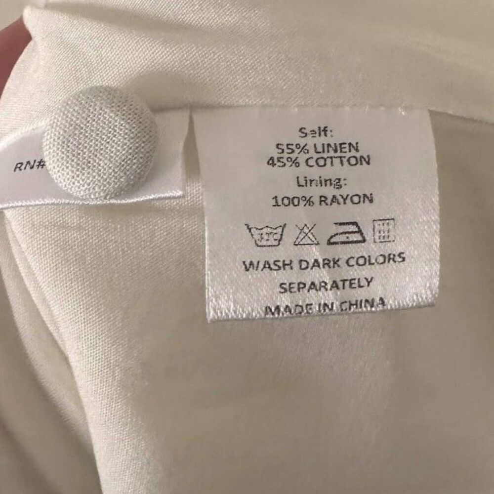 Girl & The Sun XS White Linen Blend Pleated Sleeve Mini Shirt Dress Quiet Luxury - Picture 6 of 8